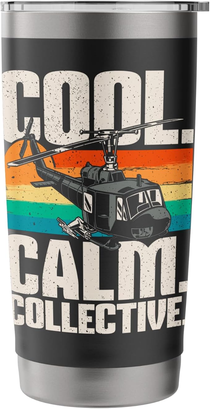 Calm Collective - Retro Helicopter Vintage Pilot Aviation Stainless Steel Insulated Tumbler