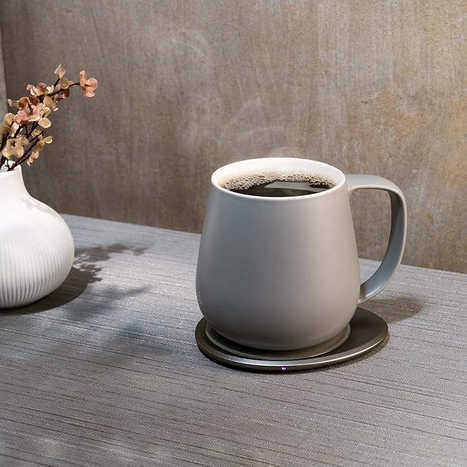 Ui+ Self-Heating Mug Set – Soft Gray | 18 fl oz / 532 mL Ceramic Coffee & Tea Mug Set