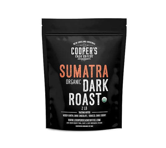 Organic Dark Roast Sumatra, Ground Coffee, Single Origin Grade 1 Premium Coffee - 2lb Bag