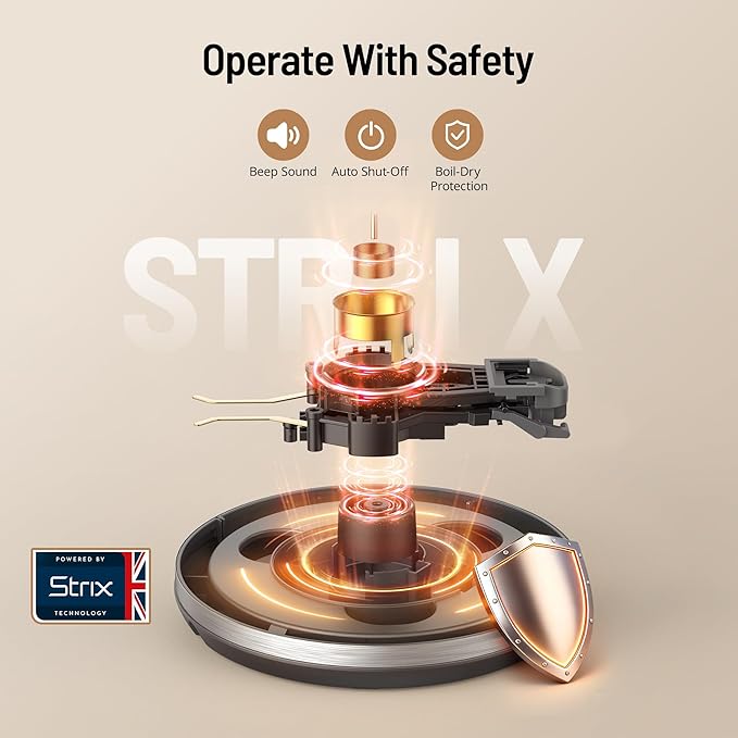 Electric Kettle Temperature Control, 1.7L Electric Tea Kettle with 6 Temperature Settings, 1500W Cordless Hot Water Boiler Heater, Strix Thermostat, Touch Control, Auto-Shutoff, Boil-Dry Protection