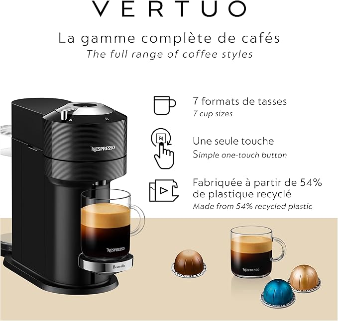 Nespresso Vertuo Next Premium Coffee and Espresso Maker by Breville with Aeroccino Milk Frother