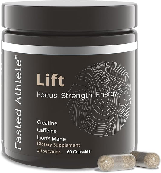 Fasted Athlete - Lift - Lions Mane, Focus Supplement, Nootropic, Supports Memory, Energy, Energy, & Clarity, Mushroom Supplement for Brain Health, 60 Capsules