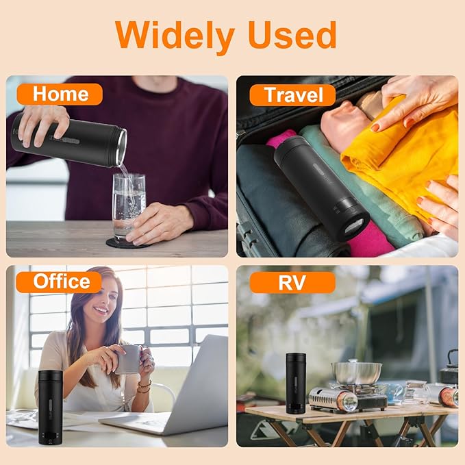 Portable Electric Kettle （110V）, Travel Tea Kettle, 316 Stainless Steel Premium Liner, 4-speed Temperature Adjustment with Auto Shut-off and Boil-Off Protection black