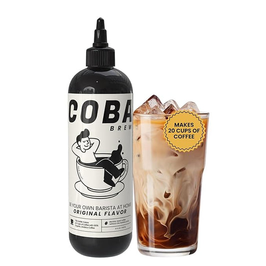 COBA Premium Coffee Concentrate: Bold & Extra Strong Kick - 20x Cups | Instant Cold Brew/ Hot Coffee in Seconds | Specialty, Fair Trade, Organic, Medium Roast, Dairy Free | 2 TEASPOONS/Cup | Rich Flavor (8 Fl Oz (Pack of 1), Original)