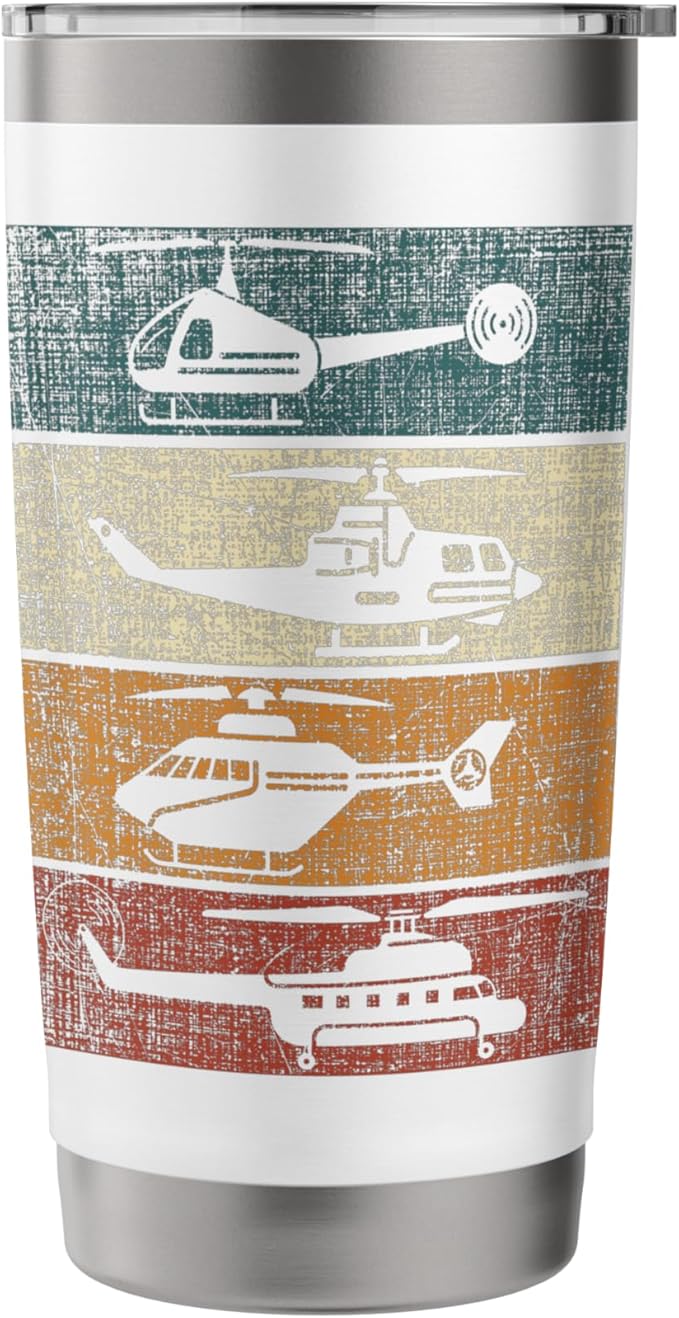 Retro Helicopter Pilot Vintage Aviation Stainless Steel Insulated Tumbler
