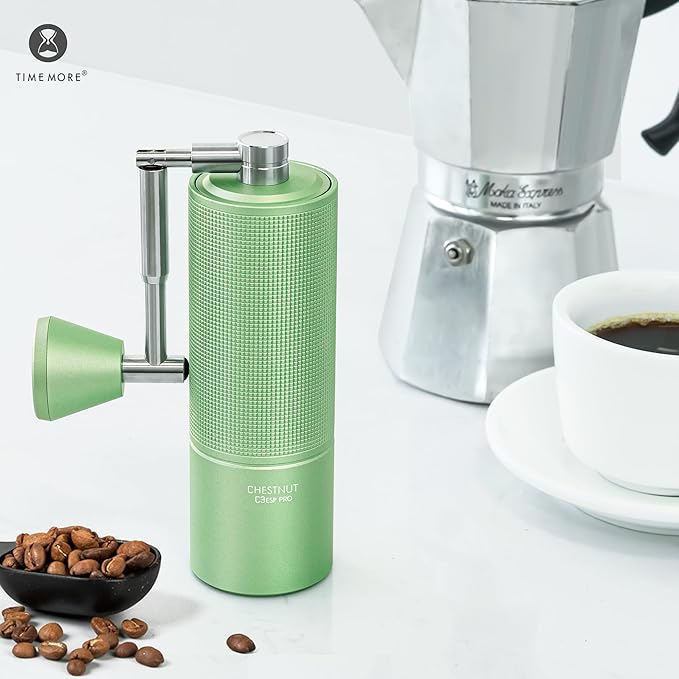 TIMEMORE Chestnut C3 ESP Pro Hand Coffee Grinder, Stainless Steel S2C Conical Burr Manual Coffee Grinder with Foldable Handle, Adjustable Grind Setting for Espresso to French Press - Green