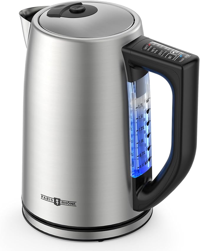 Electric Kettle Temperature Control, 1.7L Electric Tea Kettle with 6 Temperature Settings, 1500W Cordless Hot Water Boiler Heater, Strix Thermostat, Touch Control, Auto-Shutoff, Boil-Dry Protection