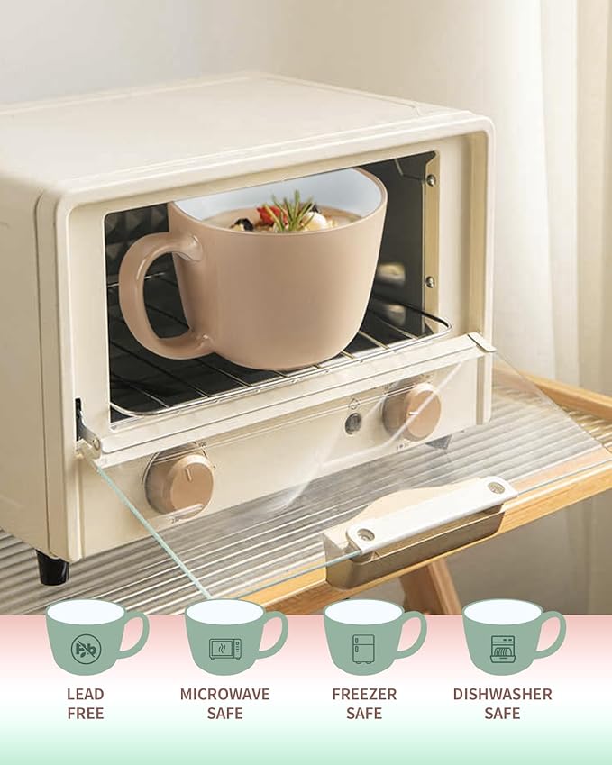 Ceramic Mugs 18oz,Large Ceramic Coffee for Men, Women, Dad, Mom, Modern Coffee Mugs With Handle For Cereal,Juice,Soup,Tea. (4Pack, nude)