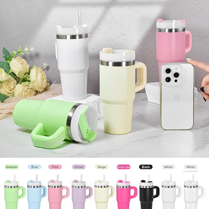 14 Oz Tumbler with Handle Stainless Steel Double Layer Insulated Mug,Reusable Stainless Steel Kids Water Bottle,Gifts for Kids Tumblers(Black)