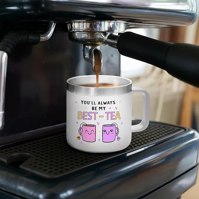 Gossby Bestie Gift for Women - 14oz BEST-TEA Insulated Tumbler Mug - Friend Tumbler Mug for Woman - Christmas, Birthday, Friendship Gift for Best Friend - Bestie Cup with Lid, Straw