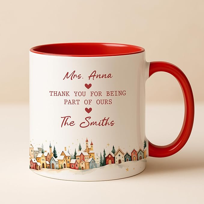 Personalized It Takes a Village Thank You Mug – Custom Coffee Cup with Name – Appreciation Gift for Teacher, Nanny, Mentor, or Friend – Unique Retirement or Holiday Present