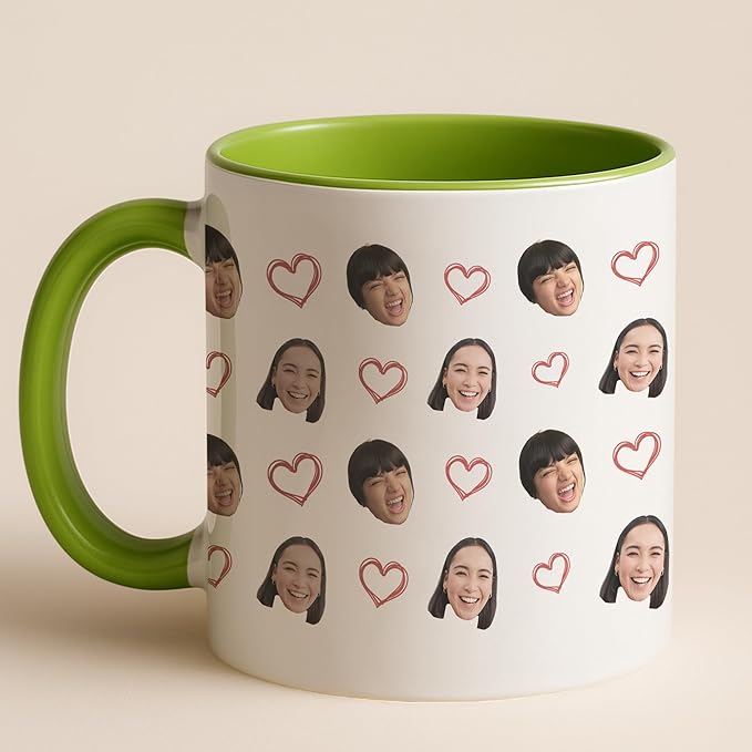 Personalized Photo Best Friend Mug - Custom Face Mug Gift For Women - Birthday Going Away Wedding Gift - Add Faces Hearts Background - Funny Unique Coffee Cup