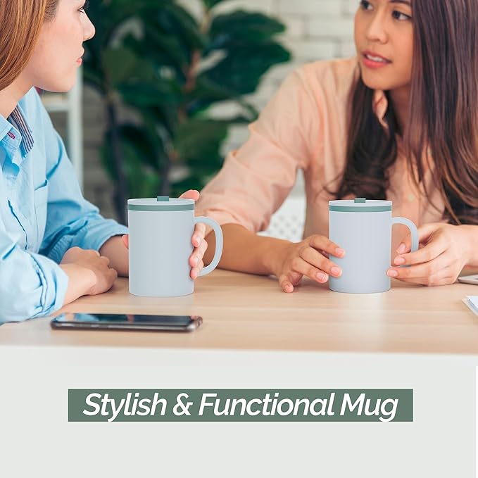 Copco Desk Mug 16 oz - Durable BPA-Free, Double-Wall Insulation for Hot & Cold Drinks, Microwave & Dishwasher Safe, Ideal for Office, Home, Travel - Spill-Resistant Reusable Mug (Grey)