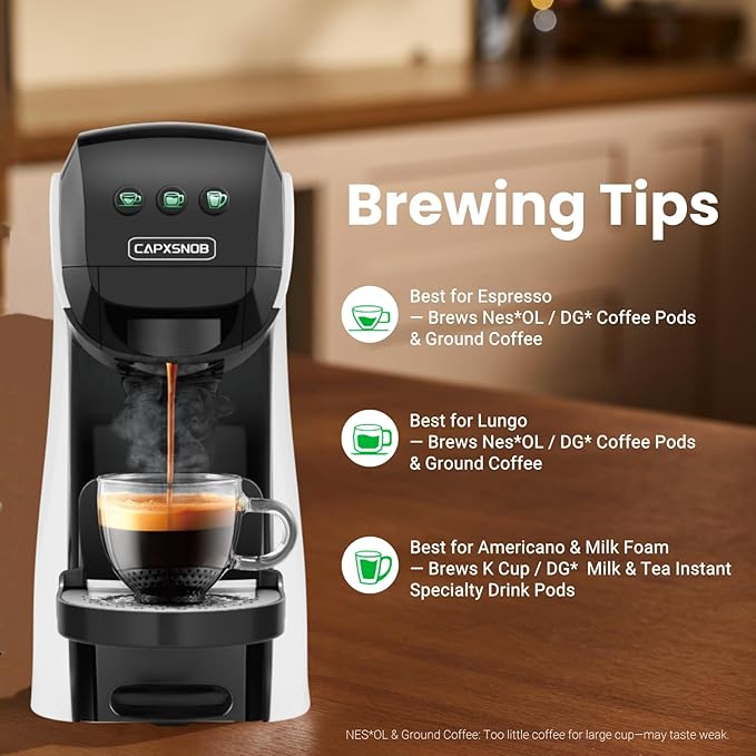 Warriors1 Coffee Maker for Keurig K Cup pod, Espresso Machine for Nespresso Original, Dolce Gusto Pods, Ground Coffee, Coffee Machine for kitchens, apartments, dorms, RVs & camping, 28 oz Reservoir