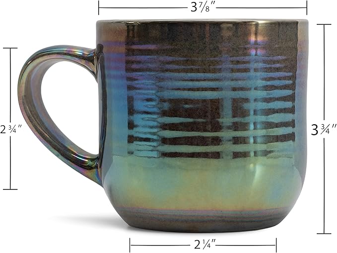 Elanze Designs Glossy Reactive Glaze Large 17 Fluid Ounce Everyday Kitchen Food Grade Ceramic Stoneware Coffee Mug Cup with Comfort Curved Handles, Set of 4, Black