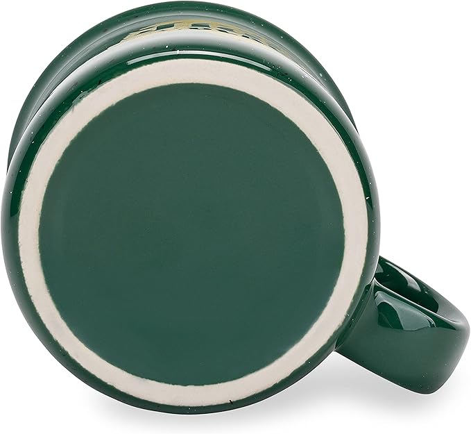 Camco Life is Better at The Campsite Ceramic Coffee Mug - Microwave and Dishwasher Safe - Features Green Background with Retro RV My Happy Place Design - Coffee Cup Holds 14oz. (53471)