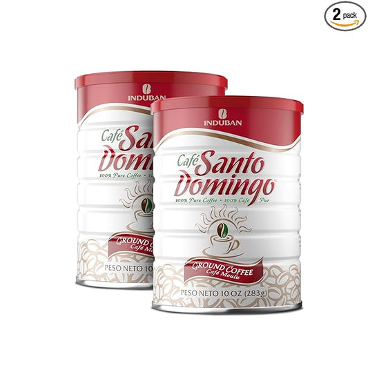 Café Santo Domingo, 10 oz Can, Ground Coffee, Medium Roast - Product from the Dominican Republic (Pack of 2)