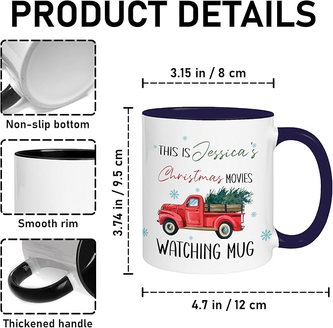 Personalized Red Truck Christmas Coffee Mug – Custom Holiday Cup Gift for Dad, Mom, Friends, or Coworkers – Unique Funny Christmas Hot Cocoa and Coffee Mug for Holiday Season