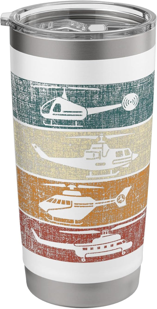 Retro Helicopter Pilot Vintage Aviation Stainless Steel Insulated Tumbler