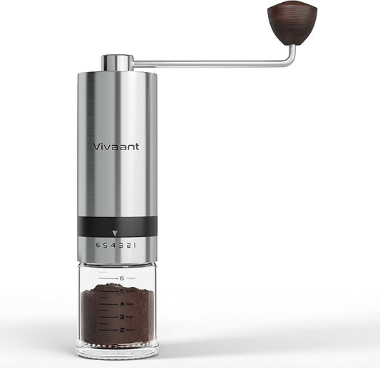 Coffee Grinder Manual Capacity 32g - Stainless Steel Conical Burr Coffee Grinder Hand, Manual Coffee Grinder Espresso with Adjustable Settings, Portable Coffee Bean Grinder for French Press