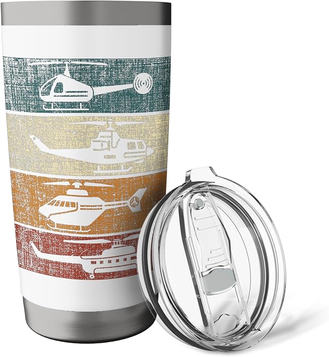 Retro Helicopter Pilot Vintage Aviation Stainless Steel Insulated Tumbler