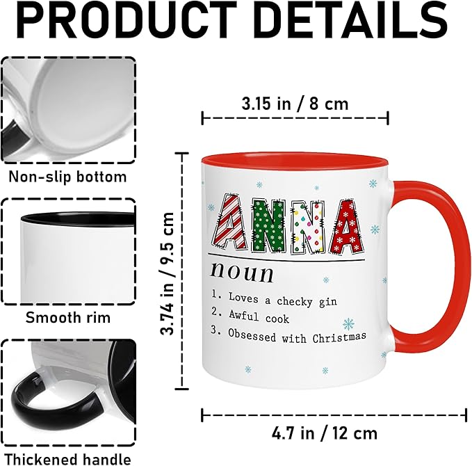 Personalized Funny Christmas Hot Cocoa Mug – Santa Gift, Unique White Elephant Exchange Present – Custom Name Ceramic Holiday Coffee Cup, Gag Gift for Friends & Family