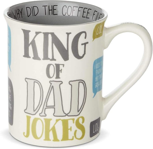 Enesco 6003384 Our Name is Mud King of Dad Jokes Coffee Mug, 16 Ounce, Multicolor