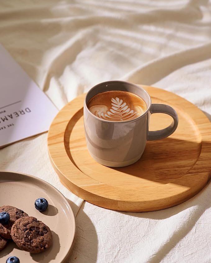 famiware Coffee Mugs for 6, 12 oz Mug Set, Dringking Cup with Handle for Coffee, Tea, Cocoa, Milk, Milkyway serise, Cinnamon Brown