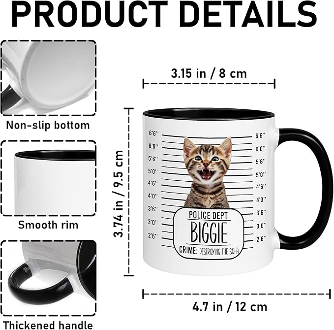 Personalized Dog Line Art From Photo Mug – Unique Gift for Dog Mom, Dad & Pet Lovers – Custom Dog Photo and Name Printed on Ceramic Mug (DCTQ0918CL06C)