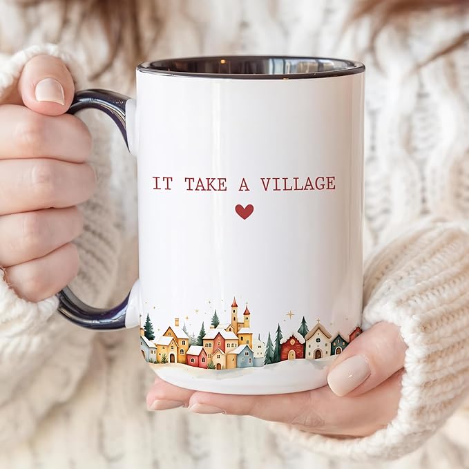 Personalized It Takes a Village Thank You Mug – Custom Coffee Cup with Name – Appreciation Gift for Teacher, Nanny, Mentor, or Friend – Unique Retirement or Holiday Present
