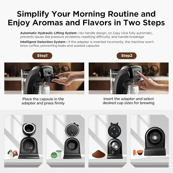 Warriors1 Single Serve Coffee Maker for Keurig K Cup, Espresso Machine for Nespresso Original, Dolce Gusto Pods, Ground Coffee, Cappuccino & Latte Coffee Machine, 20 Bar Espresso Maker, 3 Brew Sizes