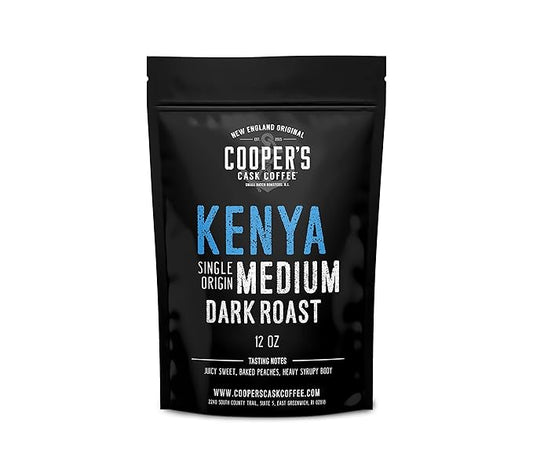 Kenya AA Medium-Dark Roast Coffee Beans, Single Origin Ground Coffee - 12 oz Bag