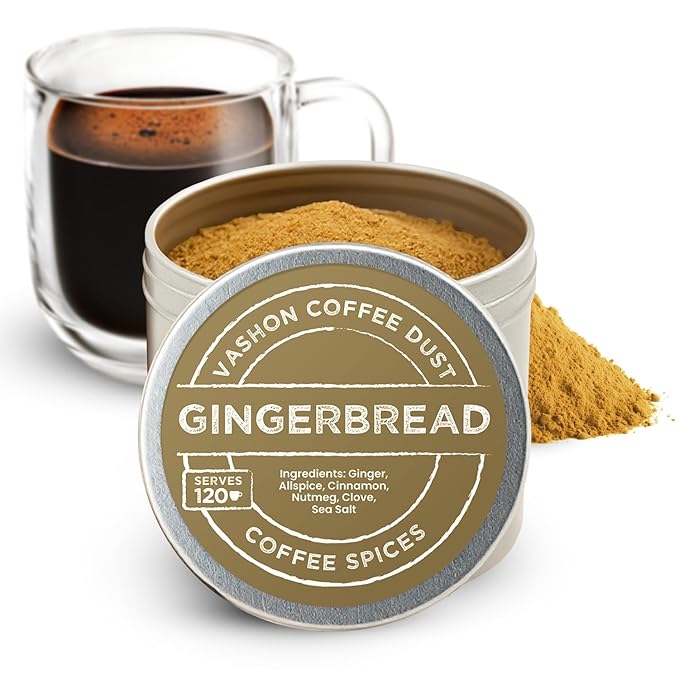 Coffee Dust Flavoring Powder, Gingerbread (120 Servings) – Pumpkin Spice Coffee Dusting Flavor, All Natural Syrup Alternative, Adds Aroma, Taste & Wellness to Drinks, Tea & Foods