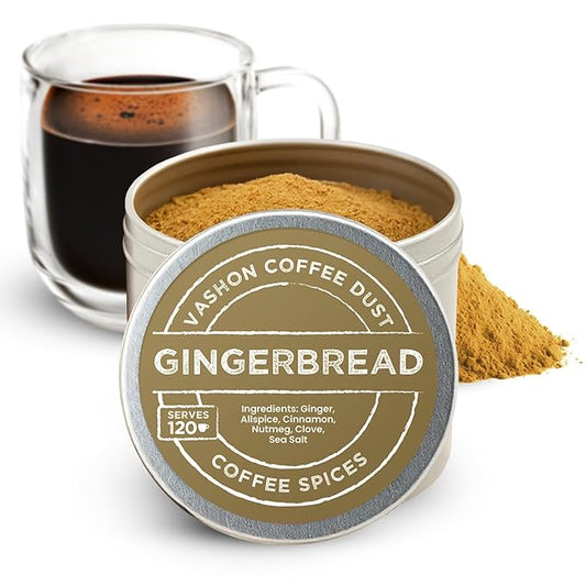 Coffee Dust Flavoring Powder, Gingerbread (120 Servings) – Pumpkin Spice Coffee Dusting Flavor, All Natural Syrup Alternative, Adds Aroma, Taste & Wellness to Drinks, Tea & Foods