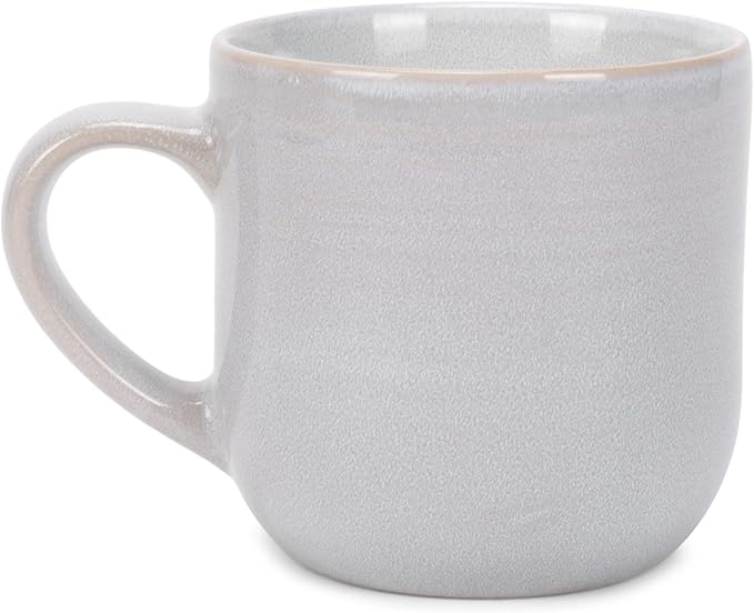 Elanze Designs Glossy Reactive Glaze Large 17 Fluid Ounce Everyday Kitchen Food Grade Ceramic Stoneware Coffee Mug Cup with Comfort Curved Handles, Set of 4, Pale Grey