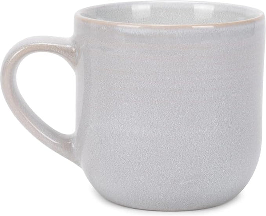 Elanze Designs Glossy Reactive Glaze Large 17 Fluid Ounce Everyday Kitchen Food Grade Ceramic Stoneware Coffee Mug Cup with Comfort Curved Handles, Set of 4, Pale Grey