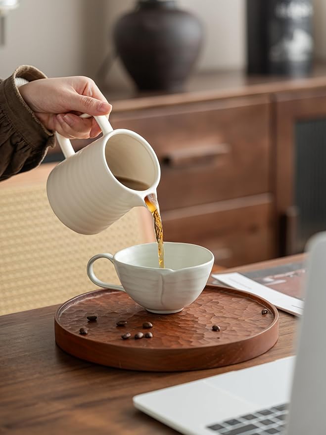 Pour Over Coffee Maker Set,Ceramic Coffee Maker With 40 pcs Paper Filter，15oz/450ml Pour Over Coffee Dripper (White)