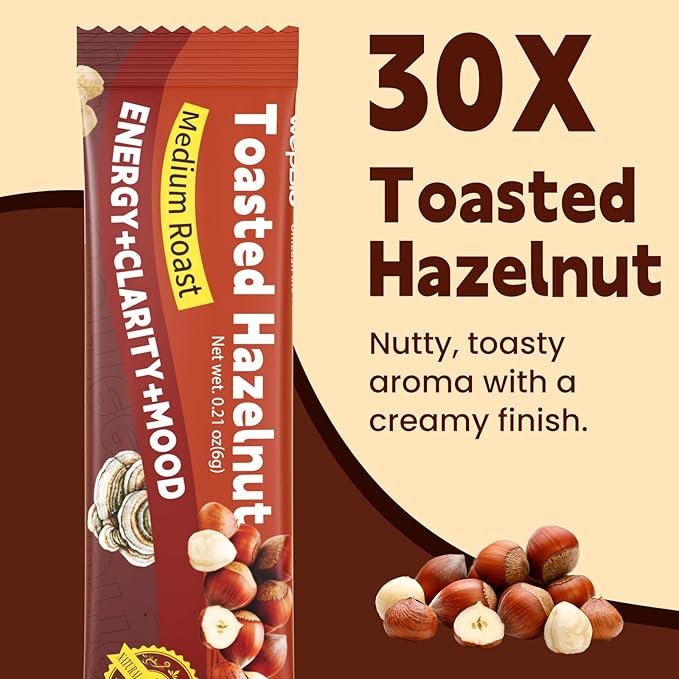 Mushroom Coffee 11 in 1 Adaptogenic Mushroom Blend with Ashwagandha KSM-66,Lions Mane,Reishi,Turkey Tail Hazelnut Instant Mushrooms Coffee for Boost Energy,Focus,Sugar-Free,30 Servings