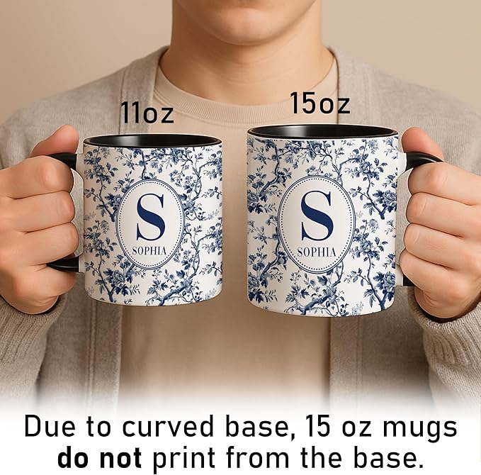 Personalized Best Friend Mug - Custom Photo and Name - Blue Floral Chinoiserie Design - Besties Birthday Gift - Gift for Besties - Custom Best Friend Coffee Cup