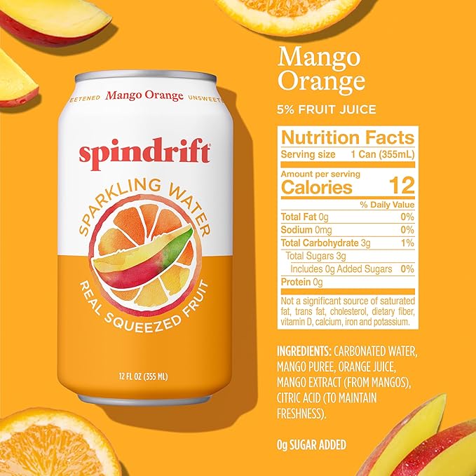 Spindrift Mango Orange Sparkling Water