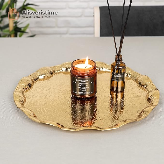 Alisveristime 6-Piece Set Turkish Espresso Coffee Cups with Saucer, Lid, Traditional Ottoman Tulip Motif (Multiple Color Variations) (Lale) (Gold)