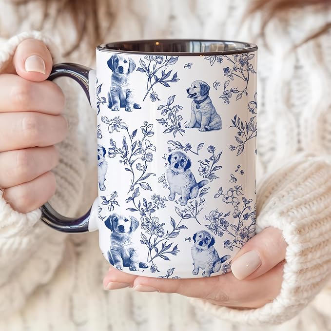 Personalized Dog Mug Custom Pet Portrait Coffee Cup With Photo, Unique Dog Lover Gift For Women And Men, Cute Puppy Pattern Tea Cup, Customizable Ceramic Name Mug For Pet Owners