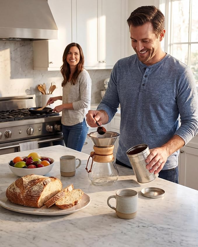 AGOGO Pour Over Coffee Maker Glass - 6/8/10 Cup Barista Kit with 304 Stainless Filter for Home, Office, Camping, Cafes - Easy Clean Coffee Dripper Set (Rag&Brush Included) (8 Cup/28 oz-Slim Shape)