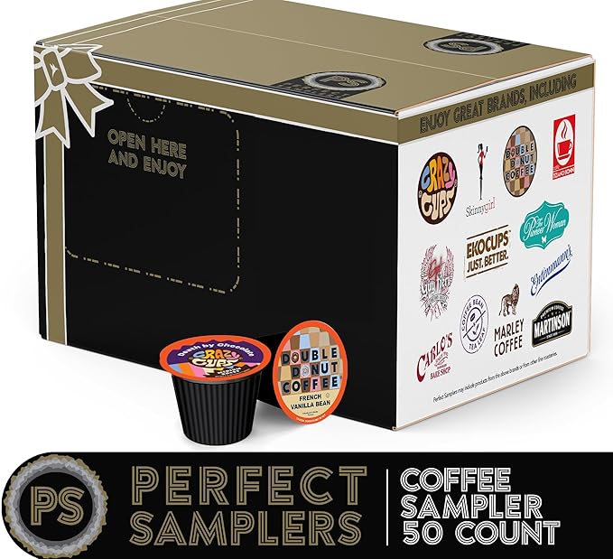 Crazy Cups Variety Pack, Single Serve Pods for Keurig K-Cup, Assorted Flavors like Espresso, Dark Roast, Breakfast Blend, Coffee, 50 Count(Pack of 1)