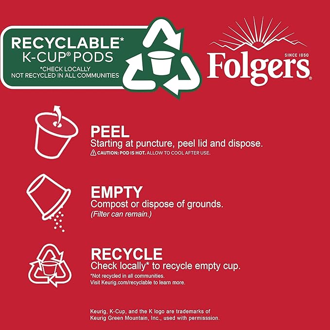 Folgers 100% Colombian Decaf Medium Roast Coffee, 96 Keurig K-Cup Pods