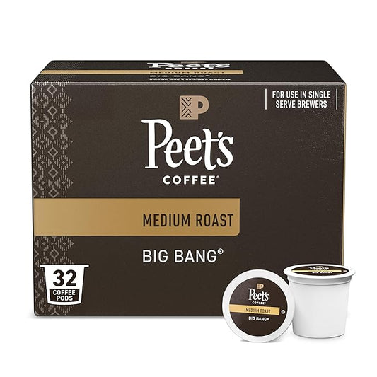 Peet's Coffee, Medium Roast Single Serve Coffee Pods - Big Bang, 32 Count (1 Box of 32 Pods)