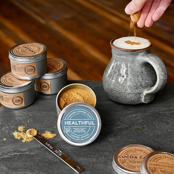 Coffee Dust Flavoring Powder Healthful (120 Servings) – Coffee Dusting Flavor Variety Pack, All Natural Syrup Alternative, Adds Aroma, Taste & Wellness to Drinks & Tea