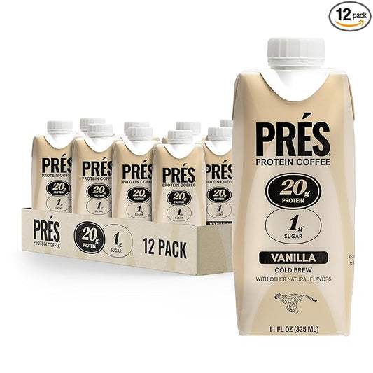 Protein Coffee - High Protein - Real Cold Brew - 20g Protein - 1g Sugar - 100 Calories - No Added Sugar - Coffee - Protein - 11 FL OZ - 12 Pack (Vanilla)