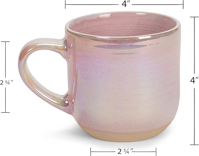 Elanze Designs Glossy Reactive Glaze Large 17 Fluid Ounce Everyday Kitchen Food Grade Ceramic Stoneware Coffee Mug Cup with Comfort Curved Handles, Set of 4, Rose Pink