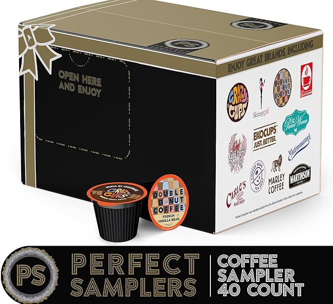 Coffee Variety Sampler, Including Dark Roast, Medium Roast, & Flavored Coffee Pods Variety Pack for Keurig K Cups Machines, Perfect Gift Set, 40 Count(Pack of 1)